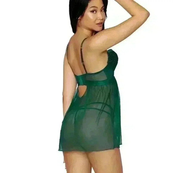 NWT DREAMGIRL SEQUINED FLORAL EMBROIDERED BABYDOLL - Picture 2 of 8